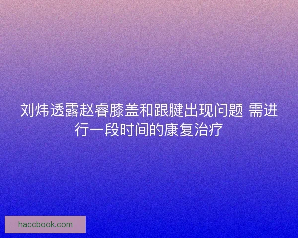 刘炜透露赵睿膝盖和跟腱出现问题 需进行一段时间的康复治疗